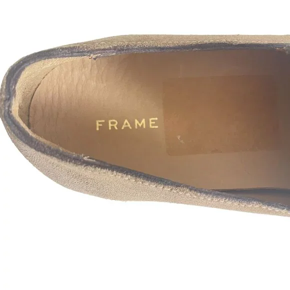 Frame Denim Le Ren Tan Suede Platform Slip On Womens Shoes 37.5/US 7 WORN ONCE - Picture 8 of 10